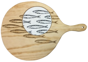 Tábua Madeira com Cerâmica (Gravada a Quente)