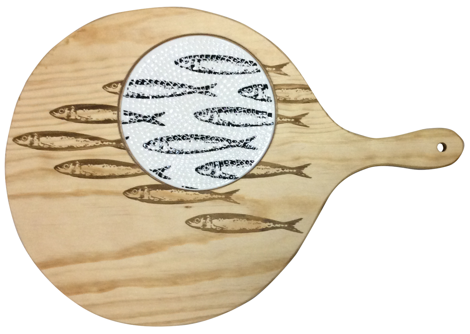 Tábua Madeira com Cerâmica (Gravada a Quente)