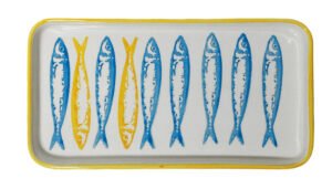 Travessa Pequena Sardinha Azul Filamento Amarelo