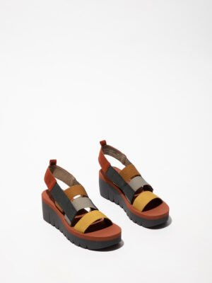 Sandálias YERE Preto/Multicolor/Tijolo