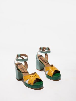 Sandálias EBAN Amarelo/Branco/Hortelã